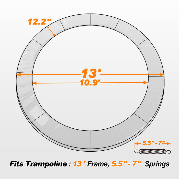 ExacMe Replacement Trampoline Pad, Safety Spring Cover Frame Pad 8 10 12 13 14 15 16FT, Seafoam Green, 6180-CP-SG