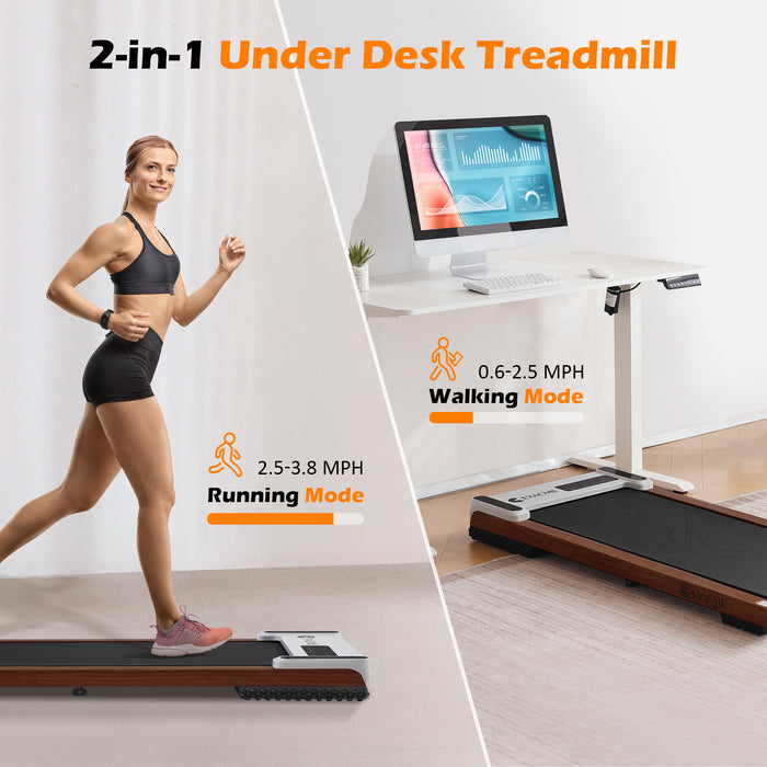 ExacMe Walking Pad, Wood Under Desk Treadmill for Home Office Walking Jogging, Portable Treadmills with LED Display, Remote Control, TM2590