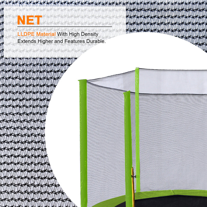 ExacMe 12 Foot Trampoline Net Replacement Outer Netting, 6 Light Green Sleeves | Poles Not Included, 6180-T12EN-LG