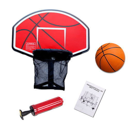 ExacMe Trampoline Basketball Hoop Game with Ball and Attachment for Straight Net Poles, Green or Orange BH04