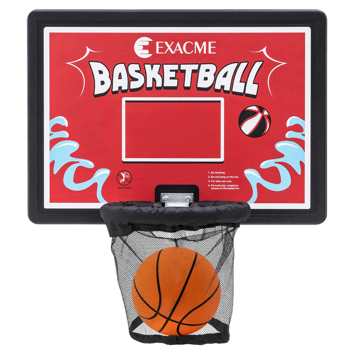 ExacMe Rectangle Basketball Hoop and Ball for Trampoline, 31.9" x 22.8", Attachment for Straight Enclosure Net Pole (Pump, Instruction Manual Included)