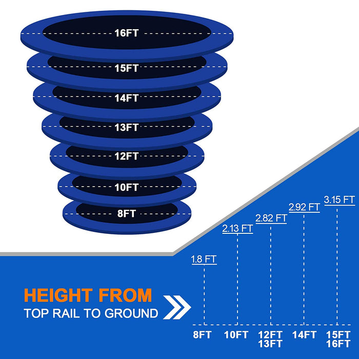 ExacMe Outdoor Trampoline 16 15 14 13 12 10 8 Foot with Basketball Hoop, Outer Enclosure and Ladder, T8-T16+BH04
