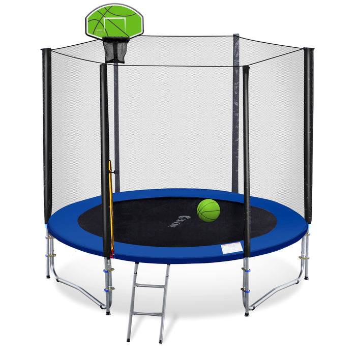 ExacMe Outdoor Trampoline 14 Foot with Basketball Hoop, Outer Enclosure and Ladder, T14+BH04