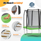 Exacme 7X10FT 8X12FT Double Enclosure Openings Rectangle Trampoline for Kids, Small Outdoor Rectangular Trampoline with Enclosure Net, Wide Ladder, 4 Wind Stakes, Shoe Storage Bag, 330LB Capacity
