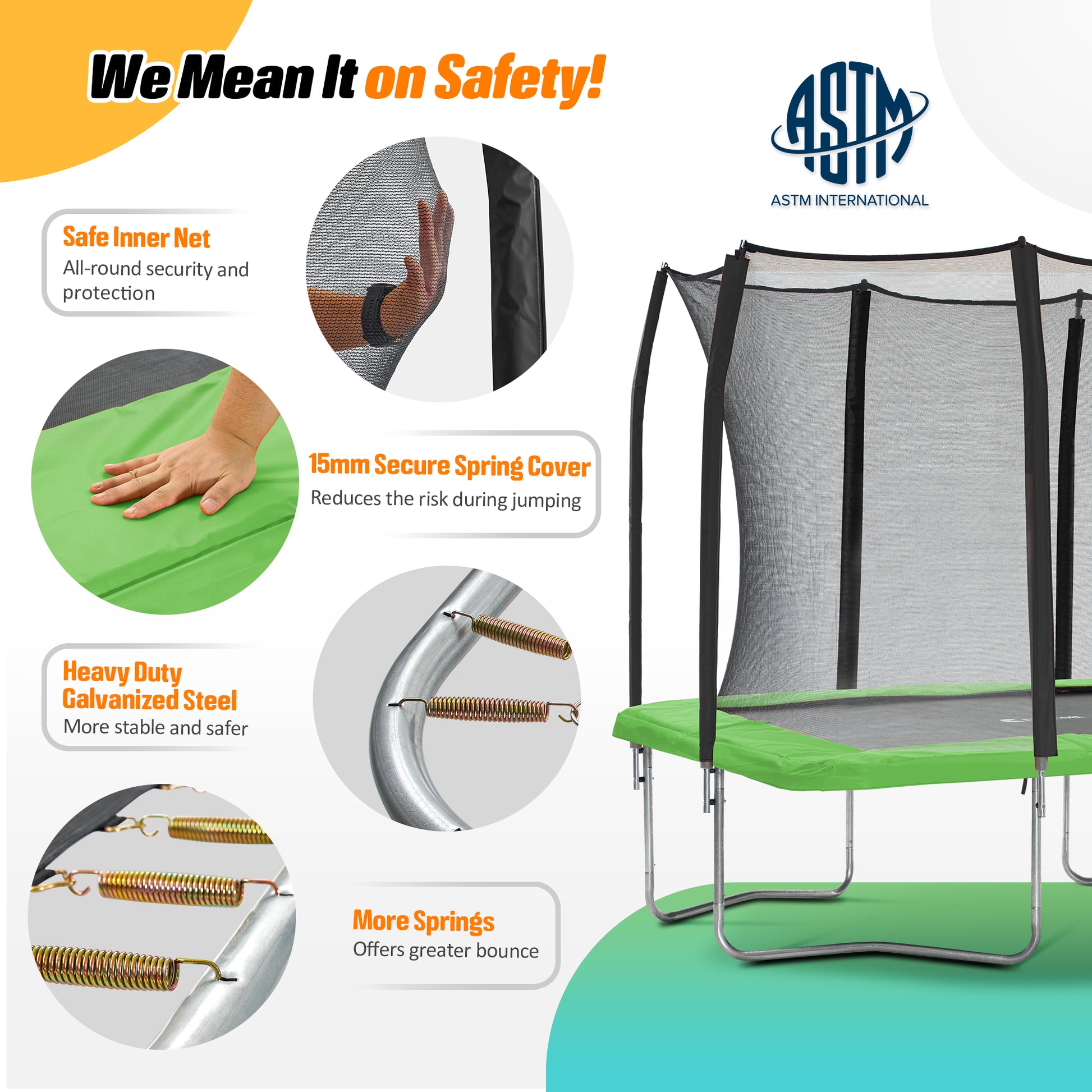 Exacme 7X10FT 8X12FT Double Enclosure Openings Rectangle Trampoline for Kids, Small Outdoor Rectangular Trampoline with Enclosure Net, Wide Ladder, 4 Wind Stakes, Shoe Storage Bag, 330LB Capacity