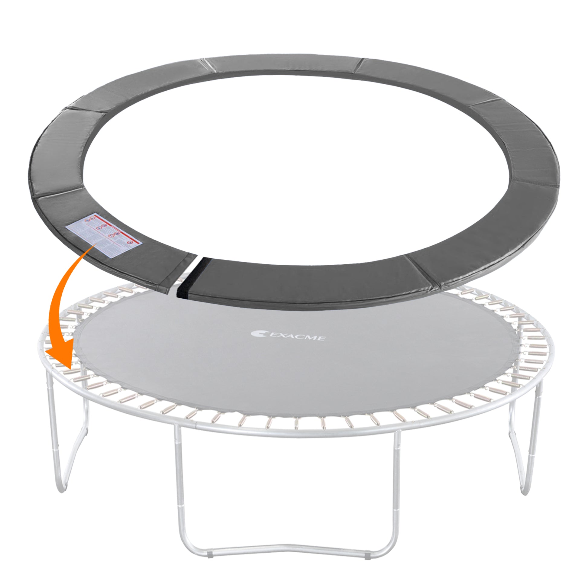 ExacMe Replacement Trampoline Pad, Safety Spring Cover Frame Pad 8 10 12 13 14 15 16FT, Grey, 6180-CP-GY