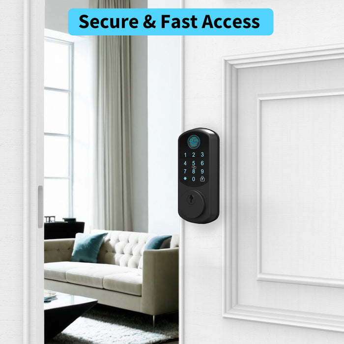 Exacme Keyless Entry Door Lock with G2 Gateway, WiFi Deadbolt Smart Fingerprint Lock Compatible with Alexa & Google Assistant, Keypad Door Lock TG23