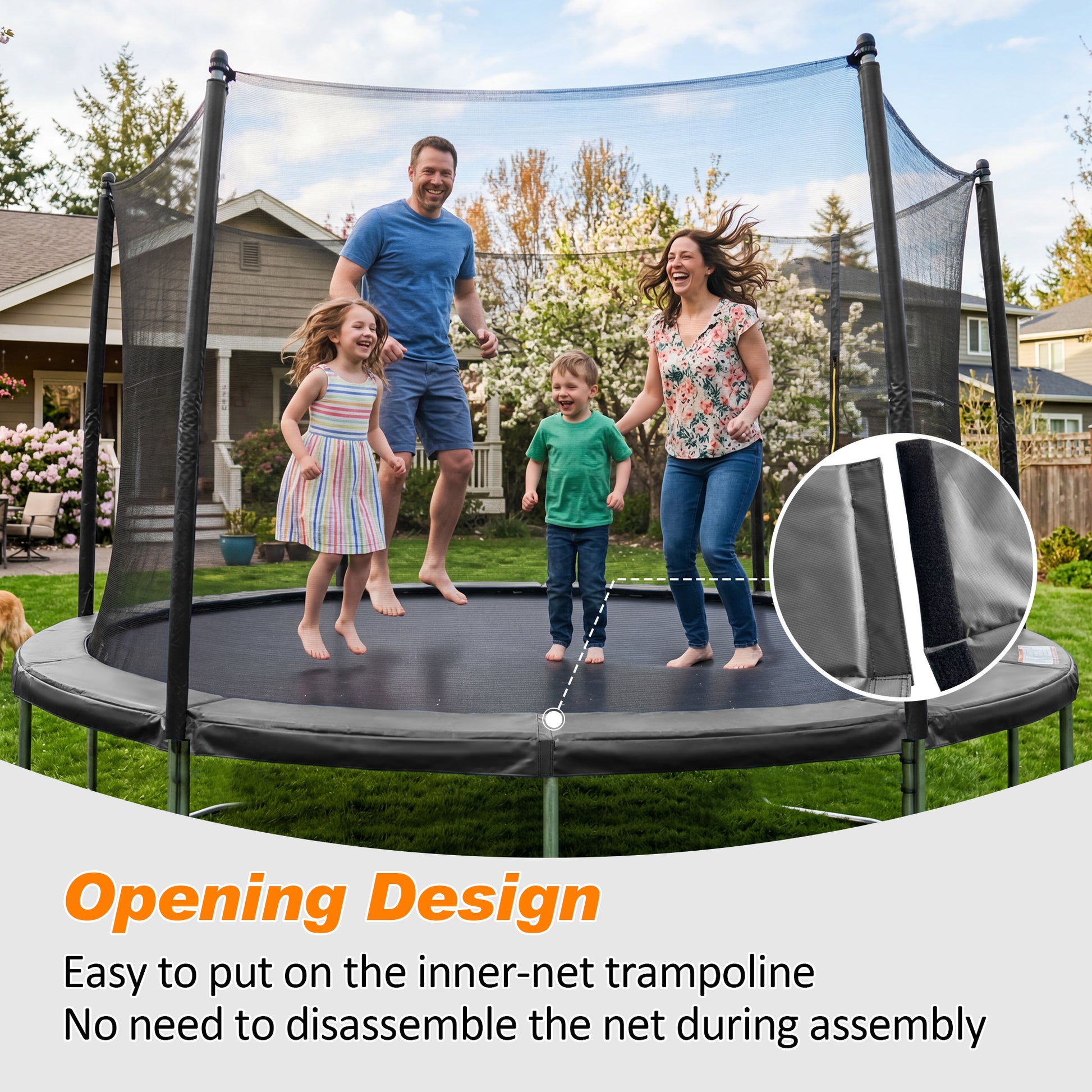 ExacMe Replacement Trampoline Pad, Safety Spring Cover Frame Pad 8 10 12 13 14 15 16FT, Grey, 6180-CP-GY