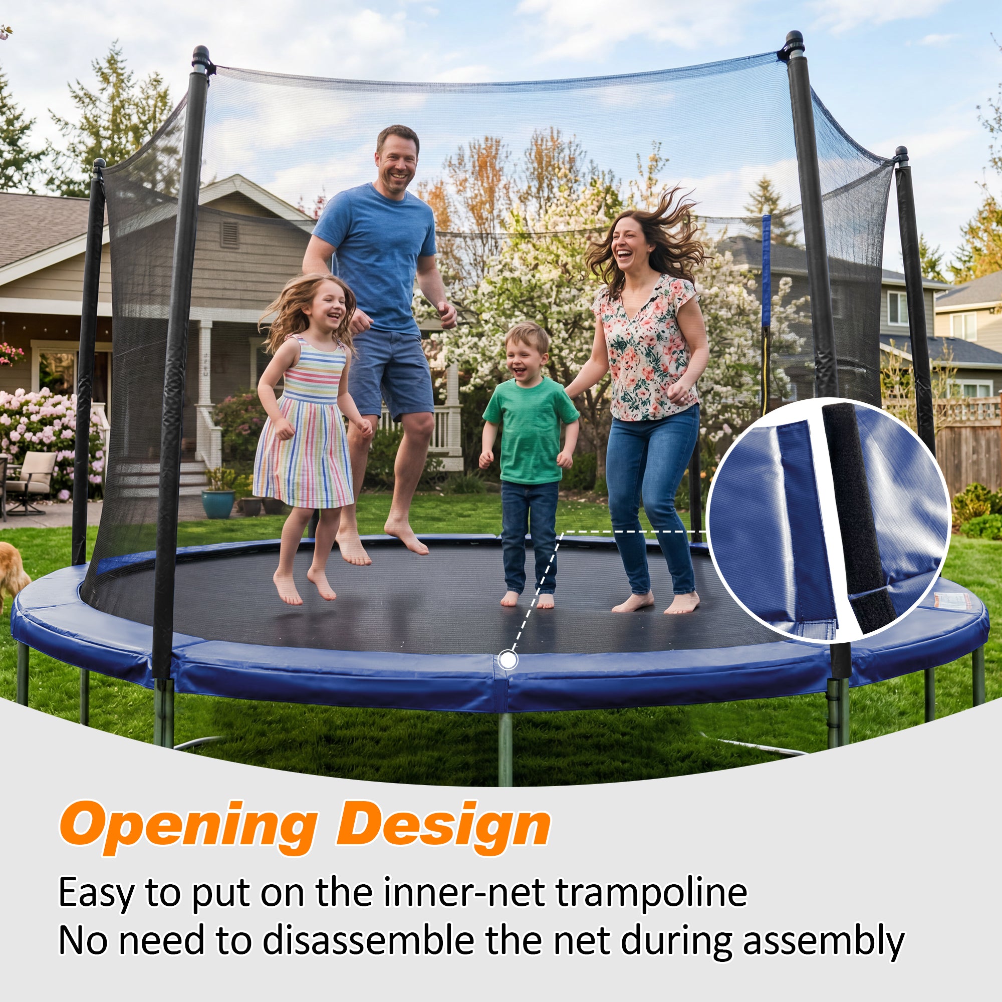 ExacMe Replacement Trampoline Pad, Safety Spring Cover Frame Pad 8 10 12 13 14 15 16FT, Blue, 6180-CP-B