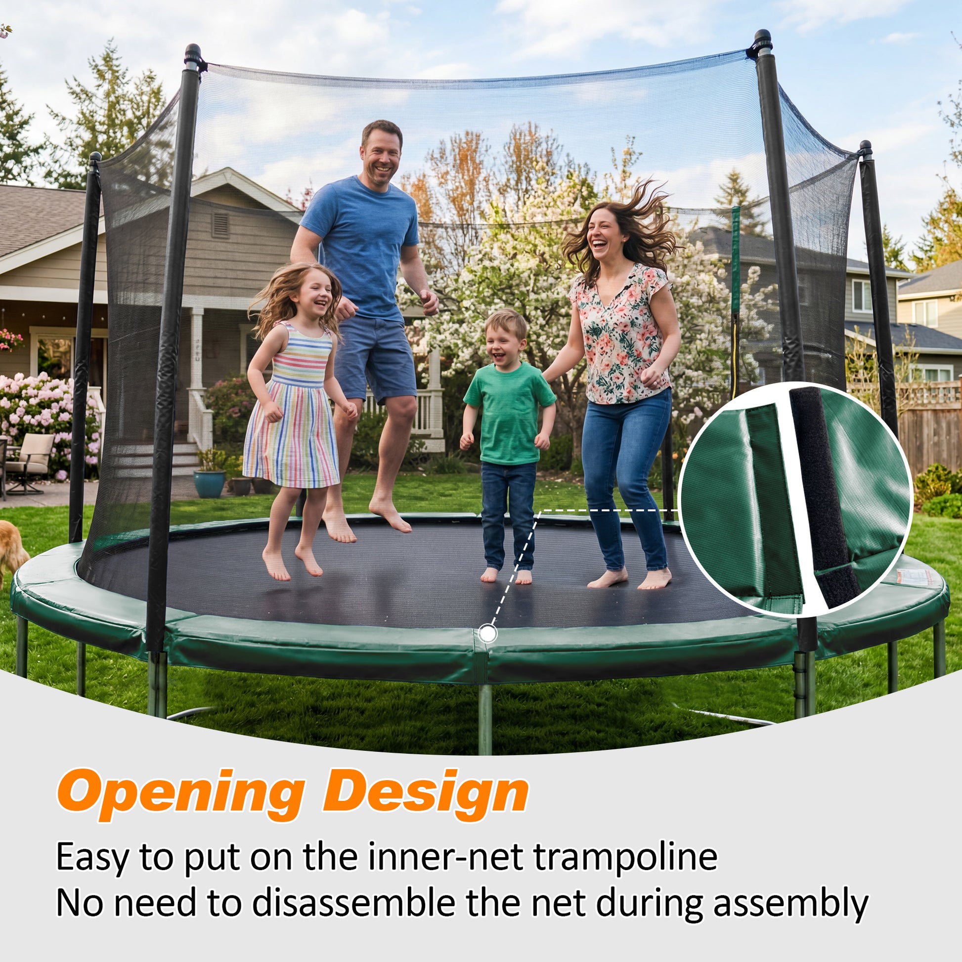 ExacMe Replacement Trampoline Pad, Safety Spring Cover Frame Pad 08 10 12 13 14 15 16FT, Green, 6180-CP-G