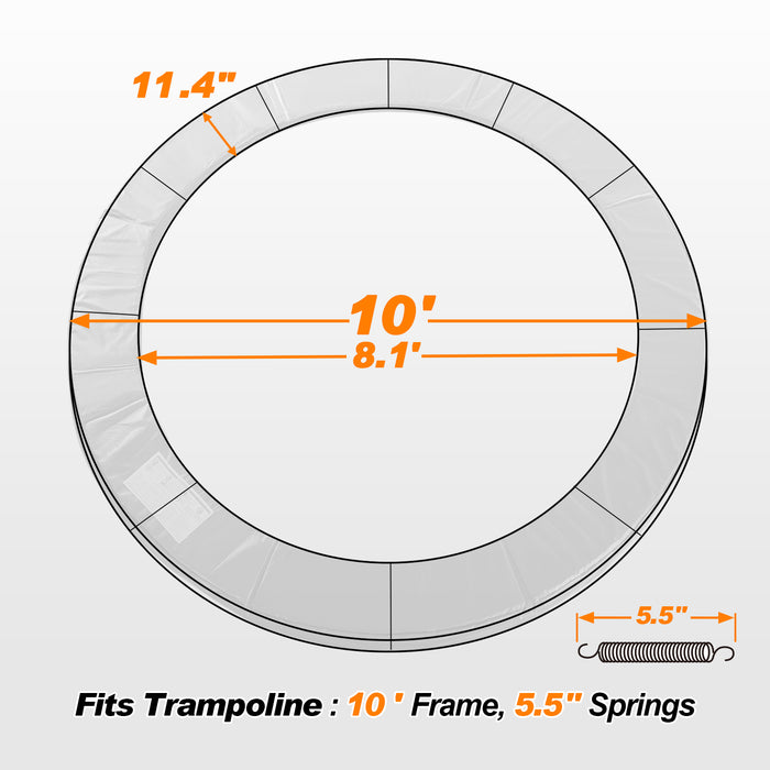 ExacMe Replacement Trampoline Pad, Safety Spring Cover Frame Pad 10 12 14 15 16FT, Orange Animal, 6180-CP-WD