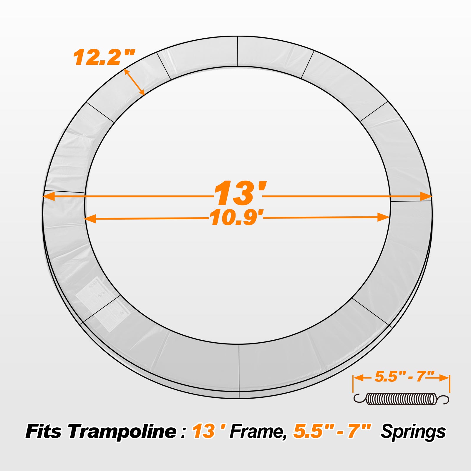 ExacMe Replacement Trampoline Pad, Safety Spring Cover Frame Pad 10 12 14 15 16FT, Multicolor, 6180-CP-MC