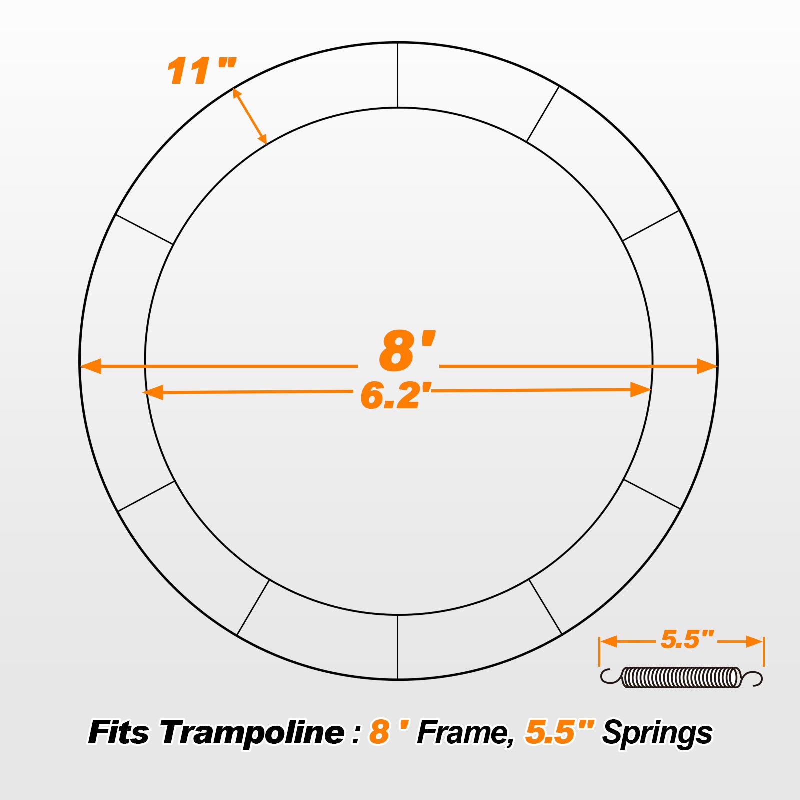 ExacMe Thicker Trampoline Pad with Opening, Replacement Spring Cover Safety Pads with Storage Bag, Dark Blue 6181-P-NB