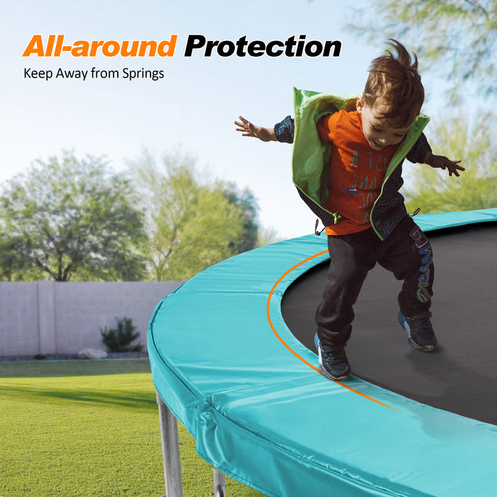 ExacMe Thicker Trampoline Pad with Opening, Replacement Spring Cover Safety Pads, Extra Storage Bag, Seafoam Green 6181-P-SG
