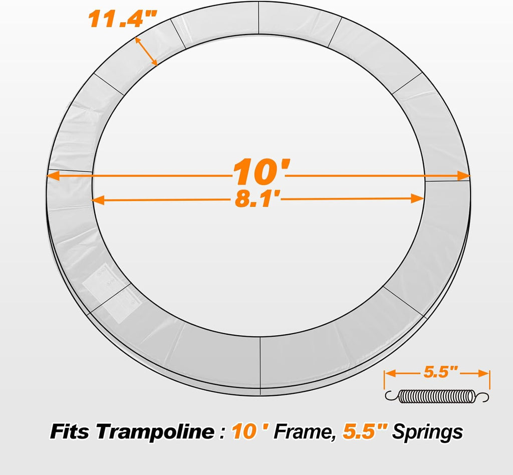 Premium Thicker Trampoline Replacement Pad with Opening and Storage Bag  8 10 12 13 14 15 16FT