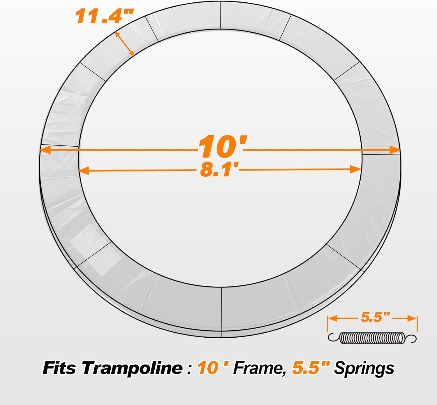 Premium Thicker Trampoline Replacement Pad with Opening and Storage Bag  8 10 12 13 14 15 16FT