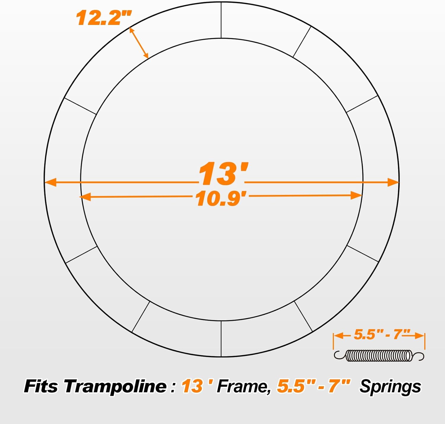 Premium Thicker Trampoline Replacement Pad with Opening and Storage Bag  8 10 12 13 14 15 16FT