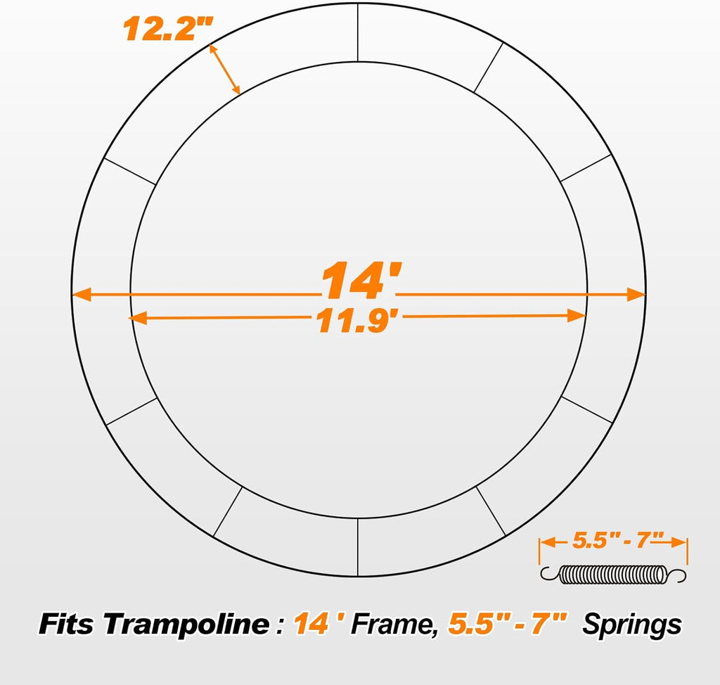 Premium Thicker Trampoline Replacement Pad with Opening and Storage Bag  8 10 12 13 14 15 16FT