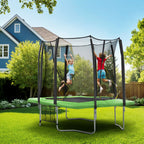 Exacme 7X10FT 8X12FT Double Enclosure Openings Rectangle Trampoline for Kids, Small Outdoor Rectangular Trampoline with Enclosure Net, Wide Ladder, 4 Wind Stakes, Shoe Storage Bag, 330LB Capacity