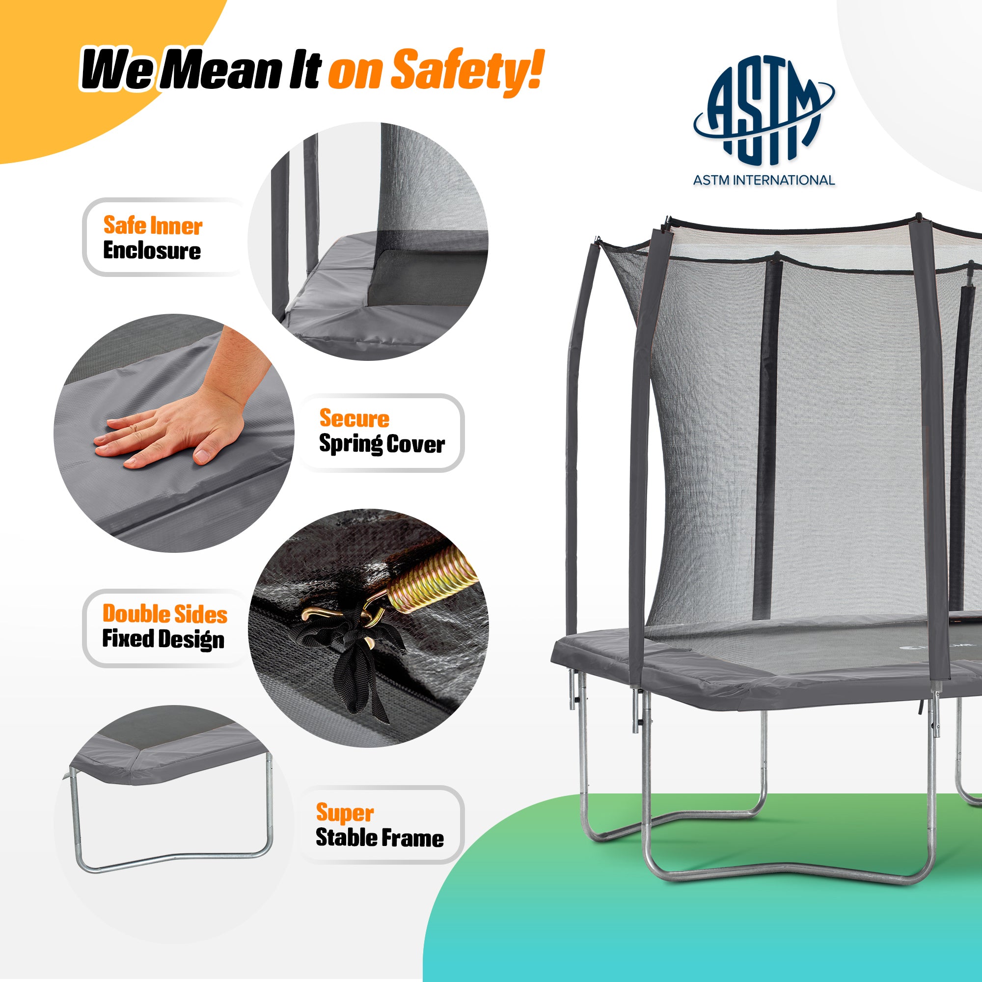7 × 10FT Rectangle Trampoline for Small Space