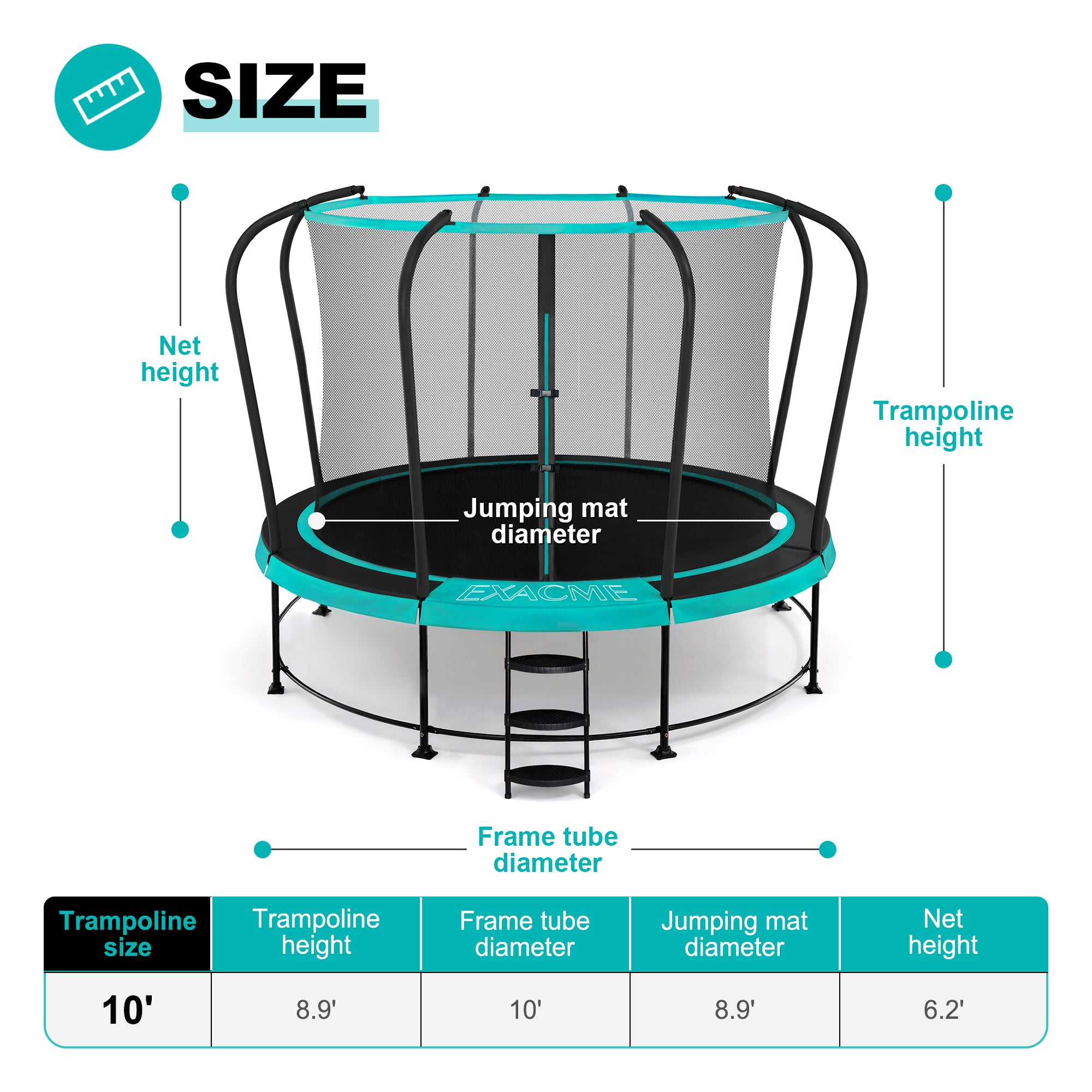 Double-Frame Round Trampoline with Net  8/10/12/14/15/16FT