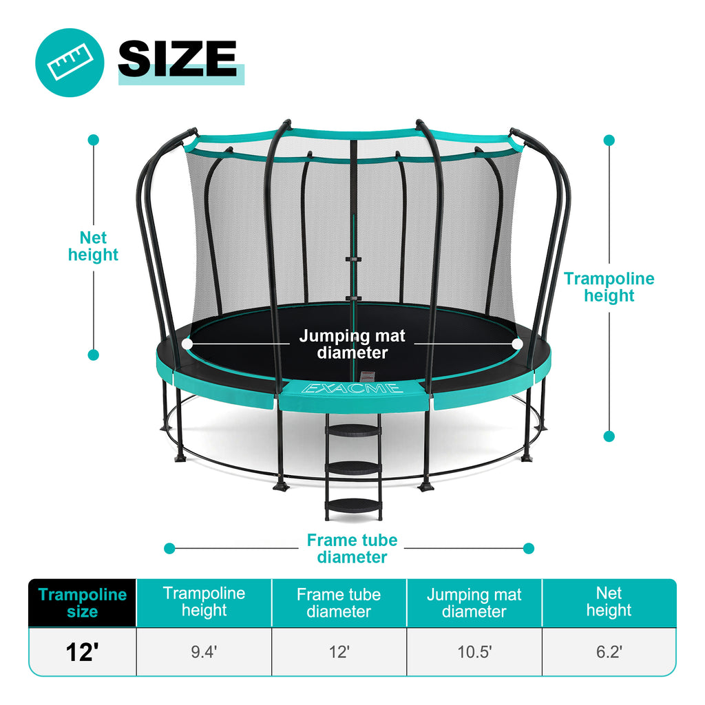 Double-Frame Round Trampoline with Net  8/10/12/14/15/16FT