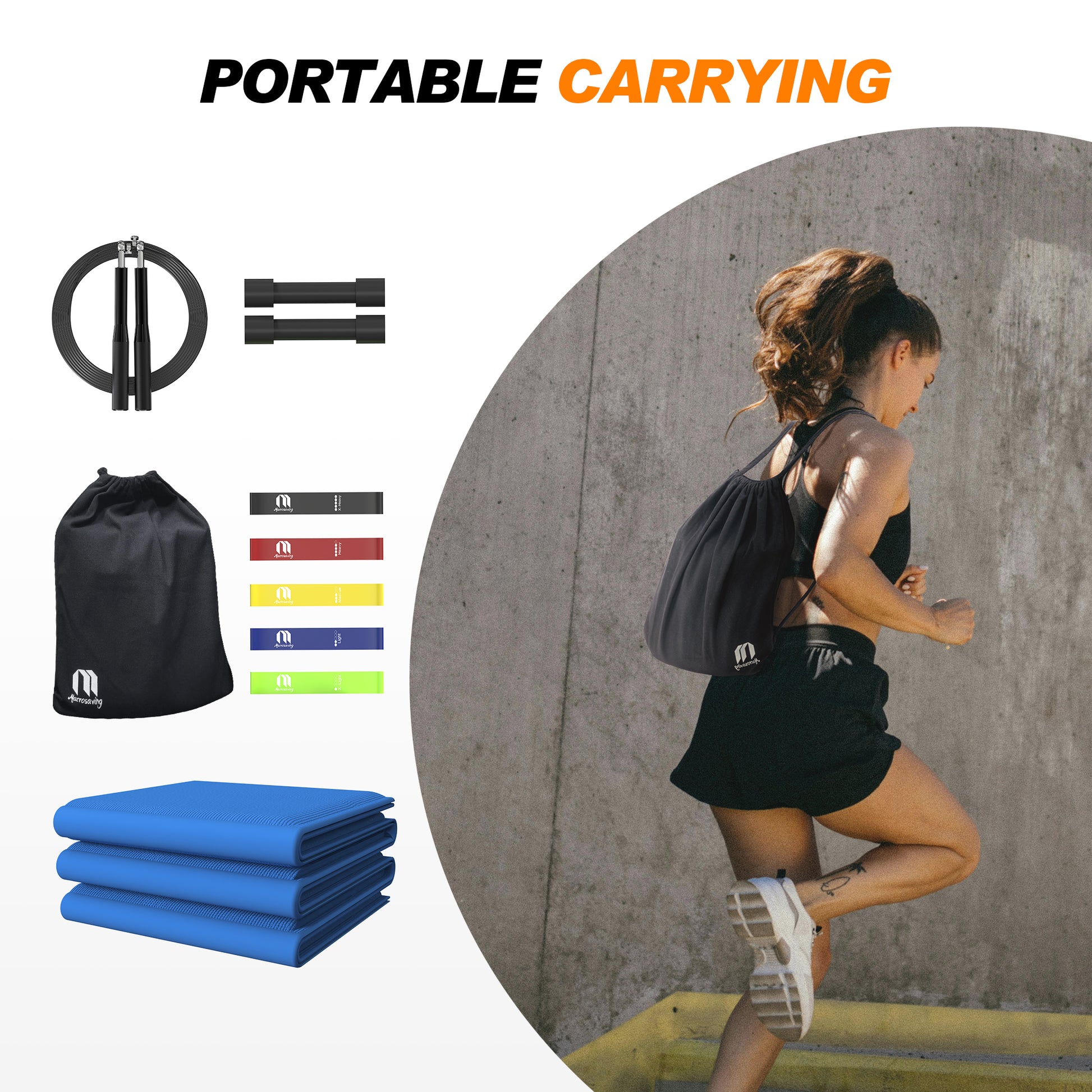Macrosaving Yoga Starter Set 9 Pieces Travel Yoga Mat Set for Beginners Women Men with Bag