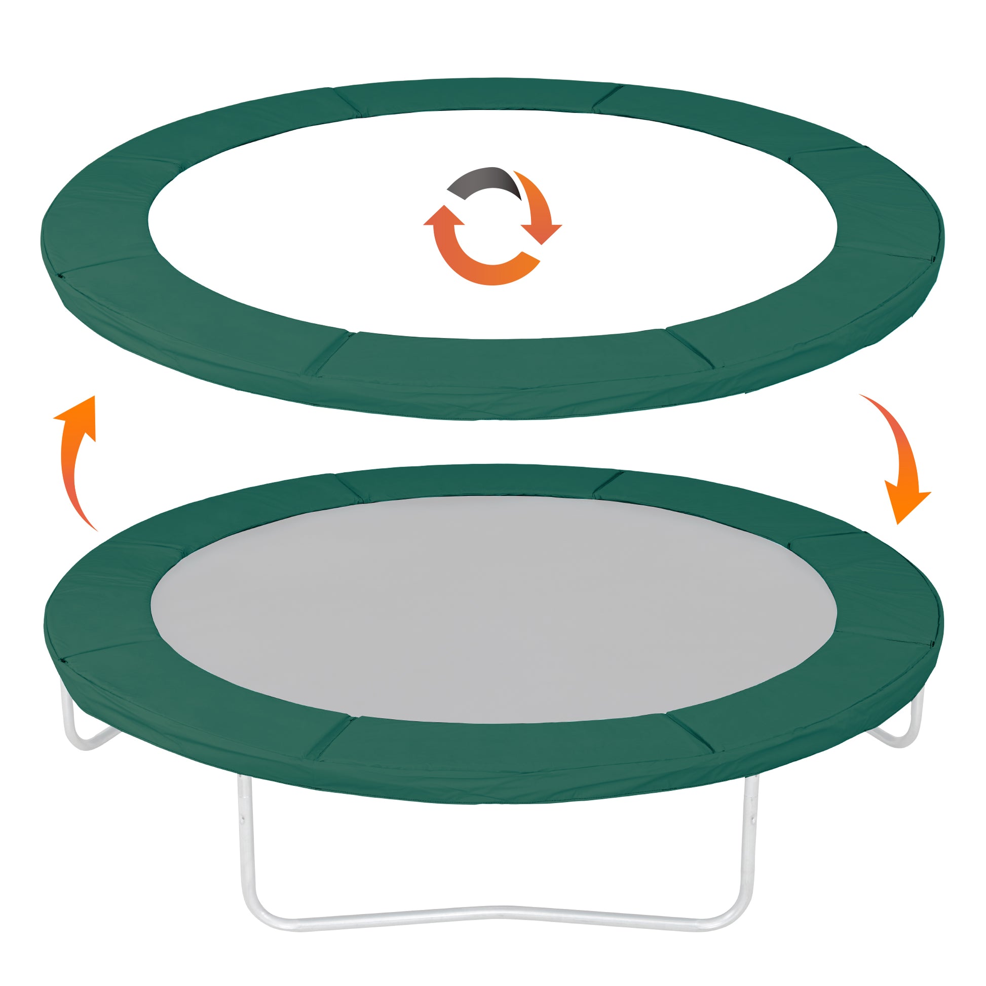 Upgraded Double-Sided Trampoline Pad 8 10 12 14 15 16ft, Replacement Safety Spring Cover Round, Waterproof Tear-Resistant, No Hole for Pole