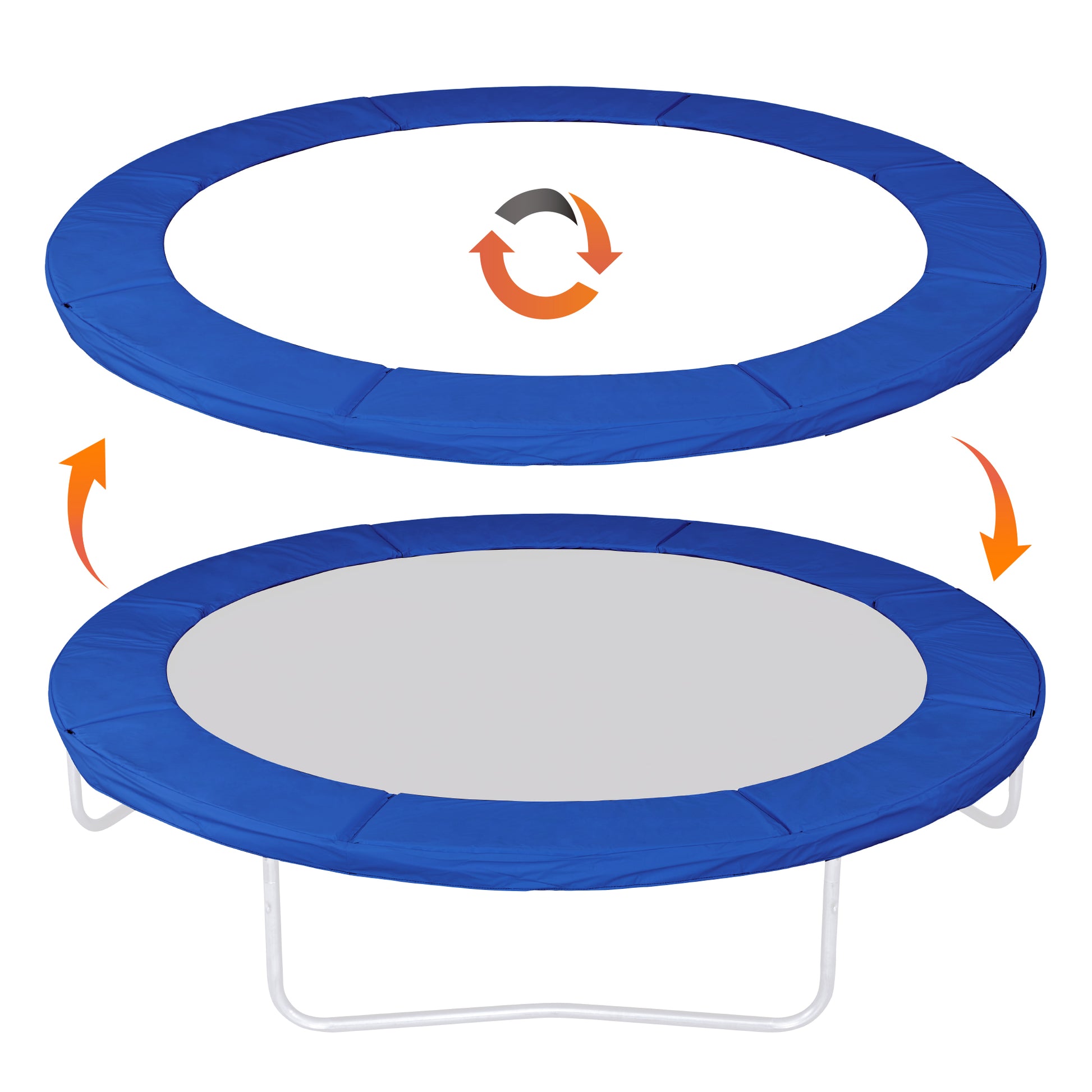 Upgraded Double-Sided Trampoline Pad 8 10 12 14 15 16ft, Replacement Safety Spring Cover Round, Waterproof Tear-Resistant, No Hole for Pole