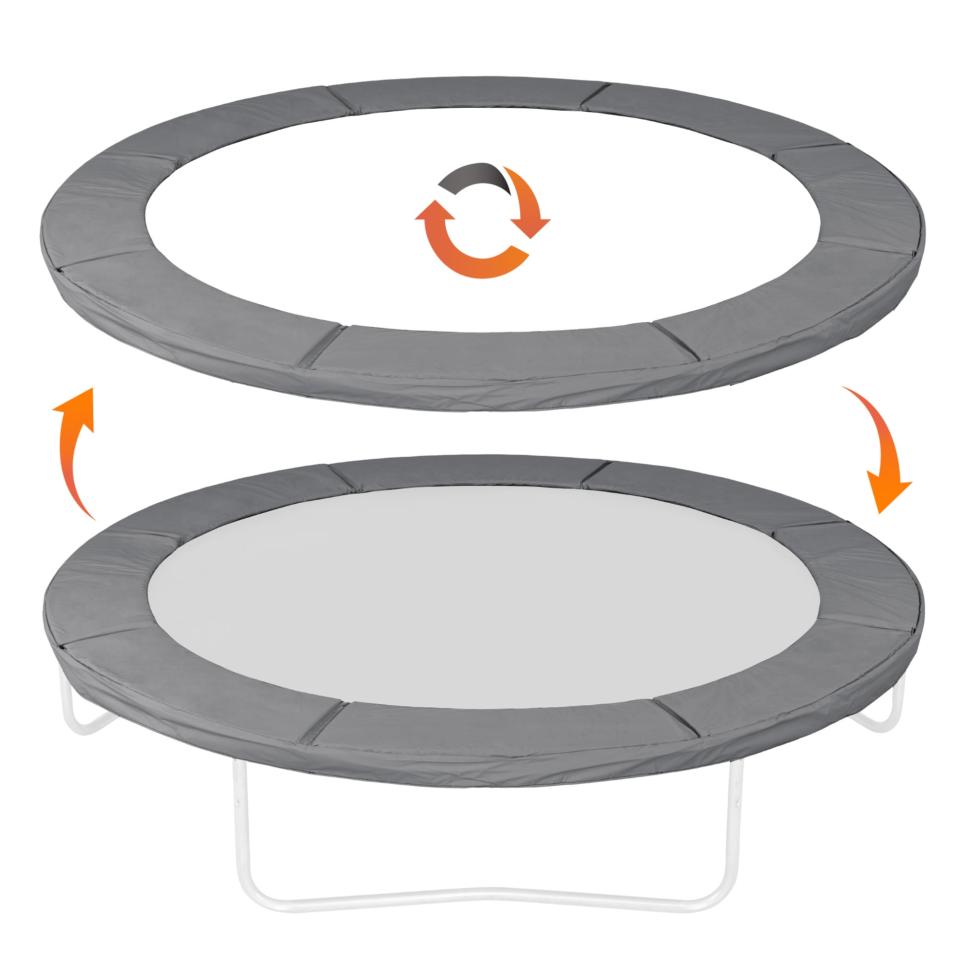 Upgraded Double-Sided Trampoline Pad 8 10 12 14 15 16ft, Replacement Safety Spring Cover Round, Waterproof Tear-Resistant, No Hole for Pole
