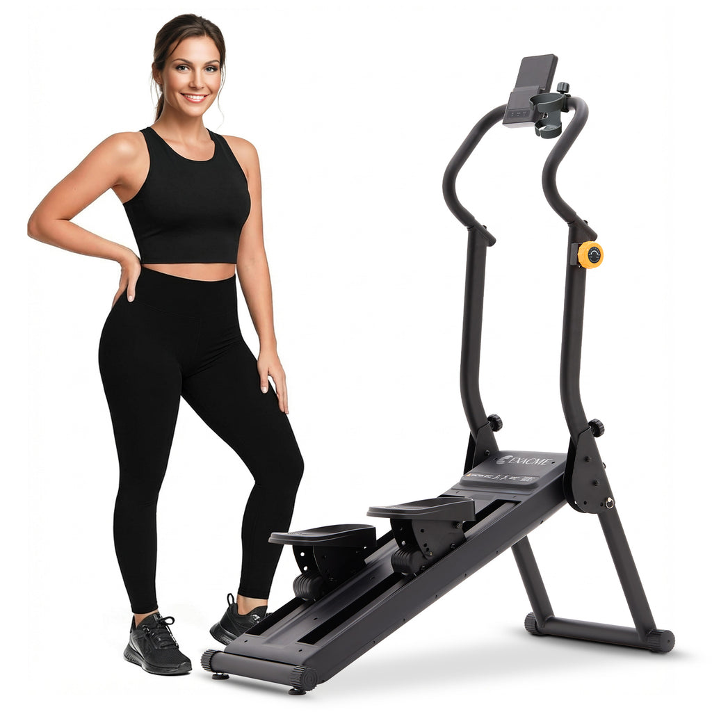 Upgraded Magnetic Stair Stepper for Home, 16-Level Adjustable Resistance up to 77LBS, with Cup Holder & Bluetooth APP, Folding Compact Cardio Climber, 350LBS Capacity