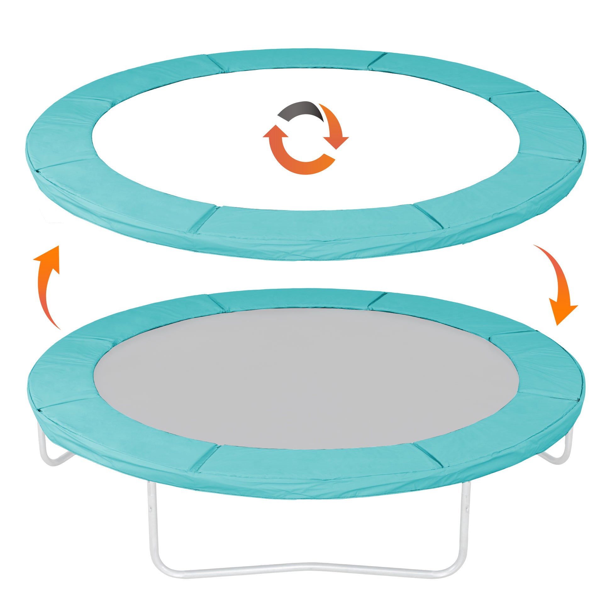 Upgraded Double-Sided Trampoline Pad 8 10 12 14 15 16ft, Replacement Safety Spring Cover Round, Waterproof Tear-Resistant, No Hole for Pole
