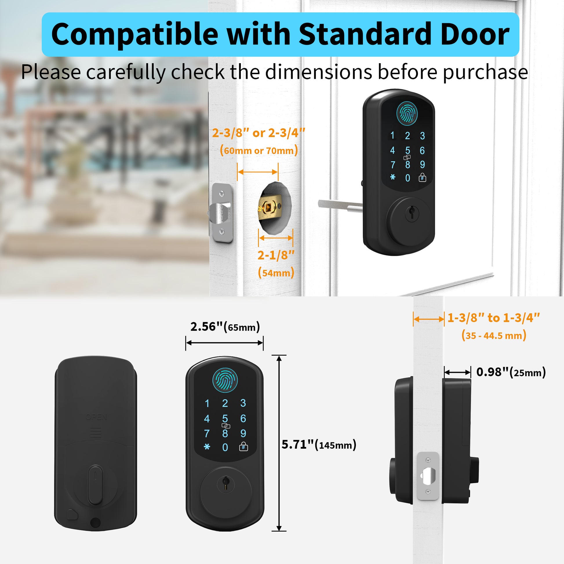 Exacme Keyless Entry Door Lock with G2 Gateway, WiFi Deadbolt Smart Fingerprint Lock Compatible with Alexa & Google Assistant, Keypad Door Lock TG23