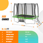 Rectangular Trampoline with Net  7×10FT   8×12FT   9×14FT