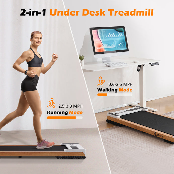 ExacMe Walking Pad, Wood Under Desk Treadmill for Home Office Walking Jogging, Portable Treadmills with LED Display, Remote Control, TM2590