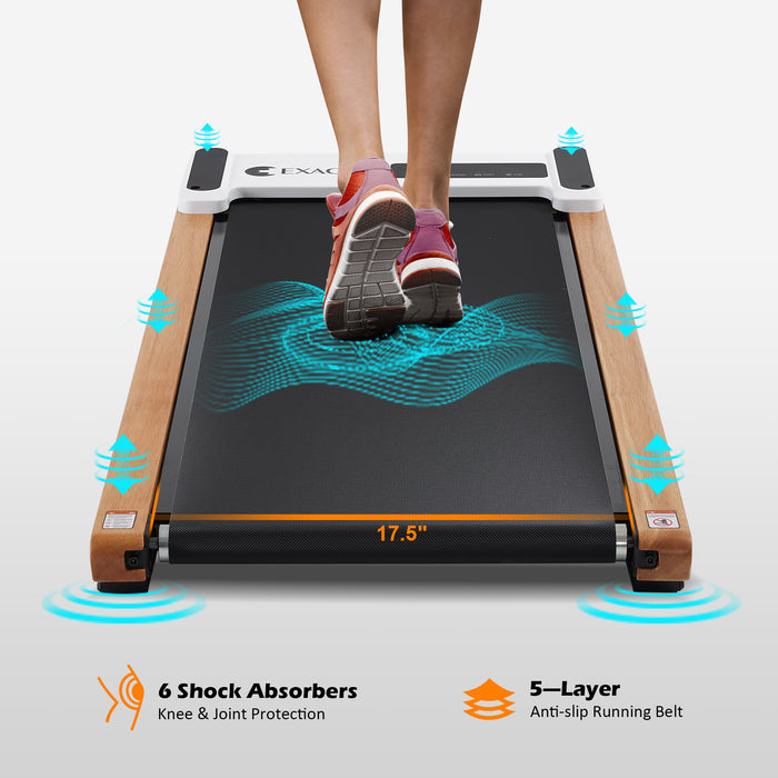 ExacMe Walking Pad, Wood Under Desk Treadmill for Home Office Walking Jogging, Portable Treadmills with LED Display, Remote Control, TM2590