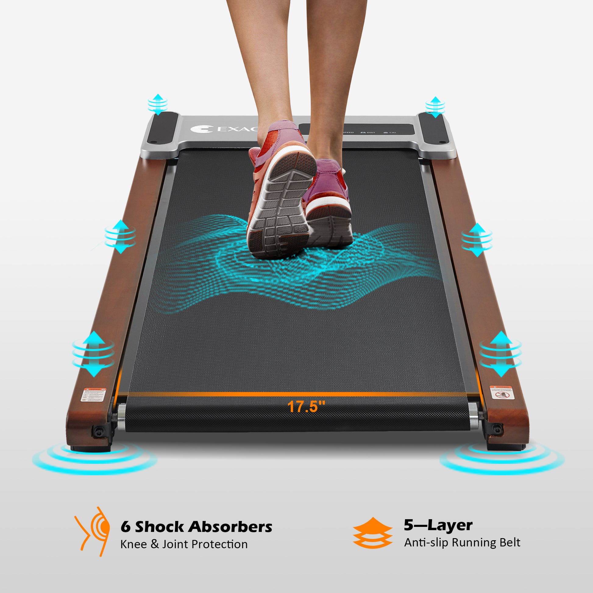 ExacMe Walking Pad, Wood Under Desk Treadmill for Home Office Walking Jogging, Portable Treadmills with LED Display, Remote Control, TM2590