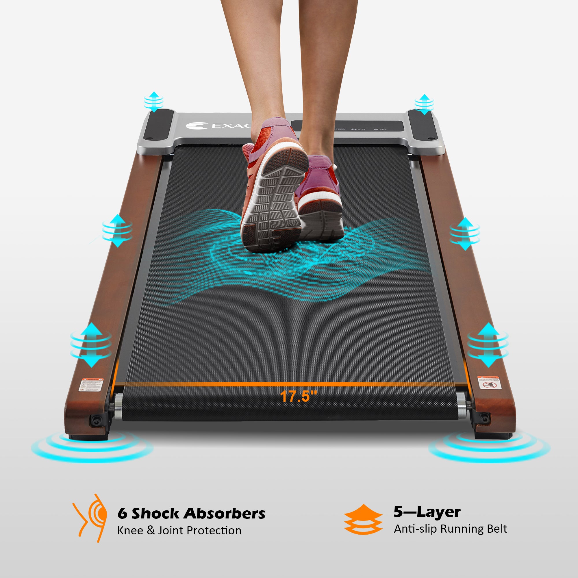 ExacMe Walking Pad, Wood Under Desk Treadmill for Home Office Walking Jogging, Portable Treadmills with LED Display, Remote Control, TM2590