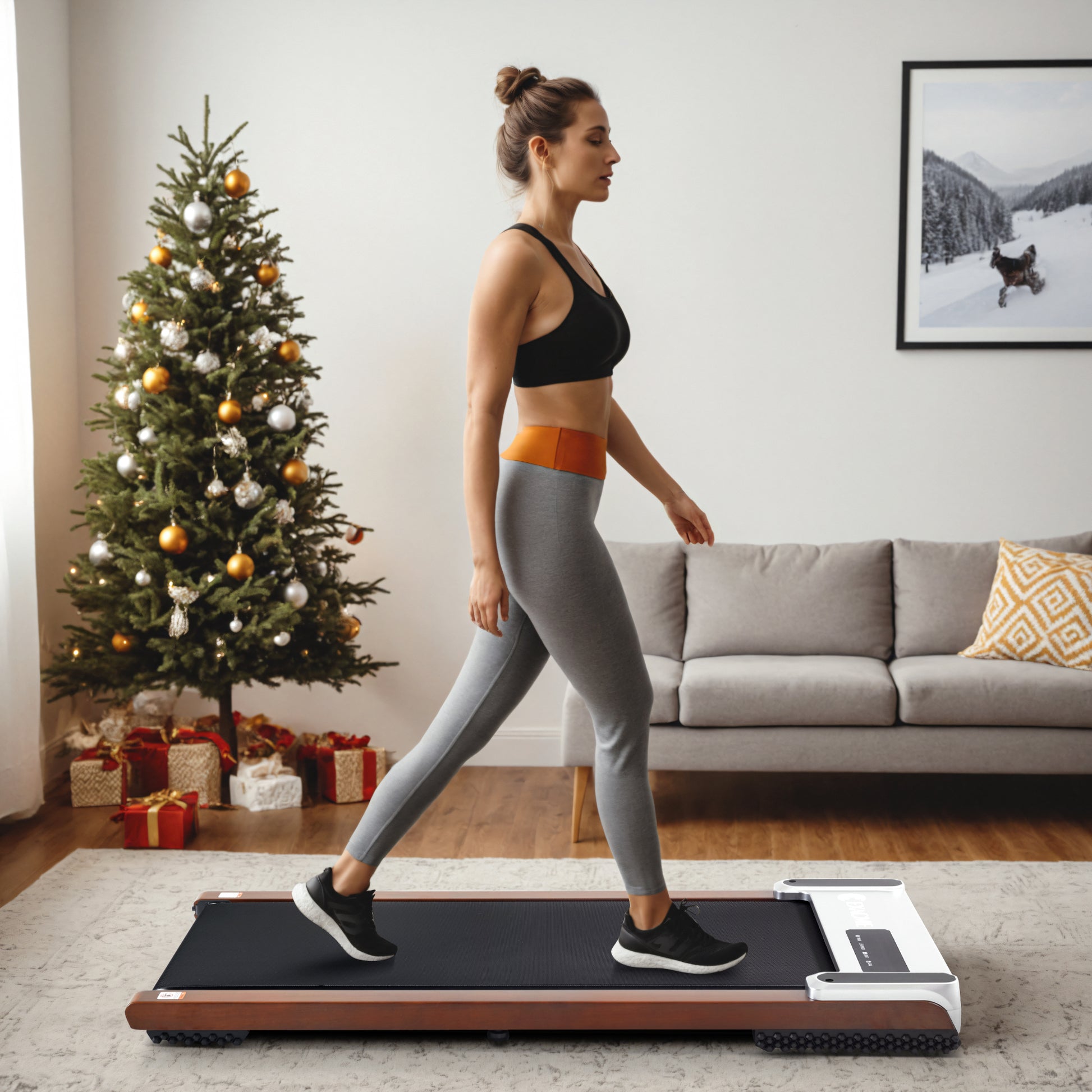 ExacMe Walking Pad, Wood Under Desk Treadmill for Home Office Walking Jogging, Portable Treadmills with LED Display, Remote Control, TM2590