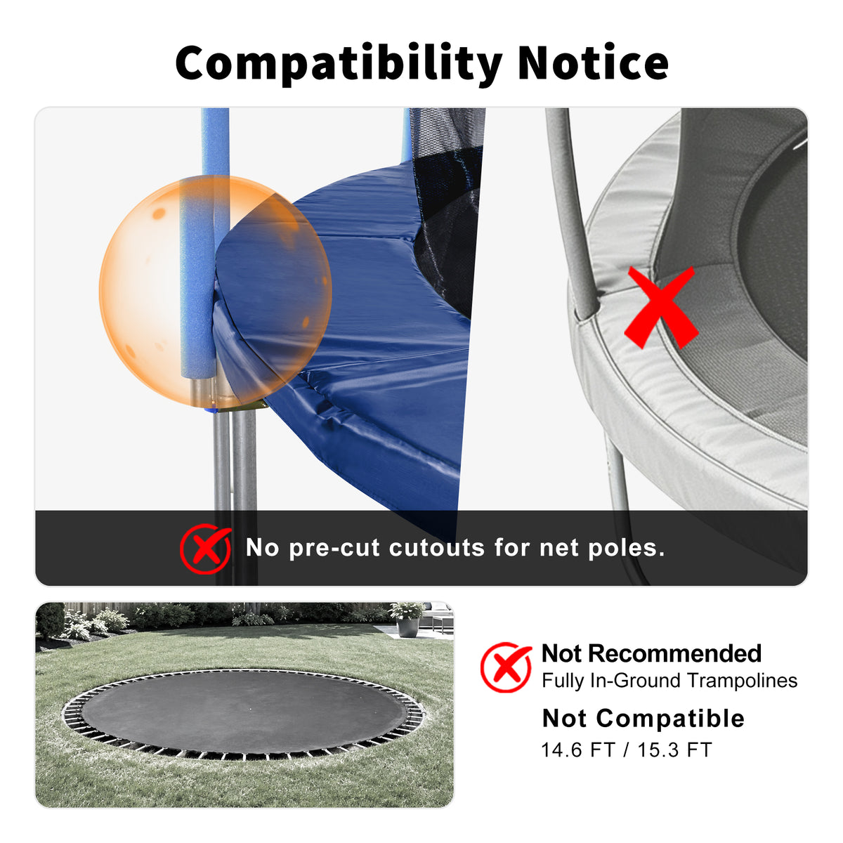 Premium Thicker Trampoline Replacement Pad with Opening and Storage Bag  8 10 12 13 14 15 16FT
