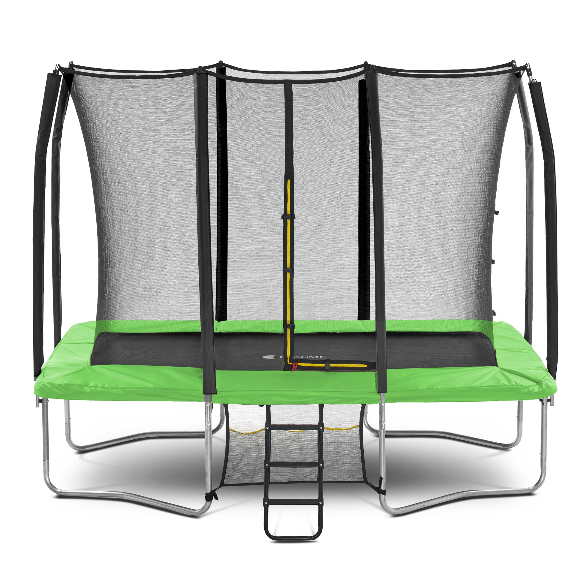 Exacme 7X10FT 8X12FT Double Enclosure Openings Rectangle Trampoline for Kids, Small Outdoor Rectangular Trampoline with Enclosure Net, Wide Ladder, 4 Wind Stakes, Shoe Storage Bag, 330LB Capacity