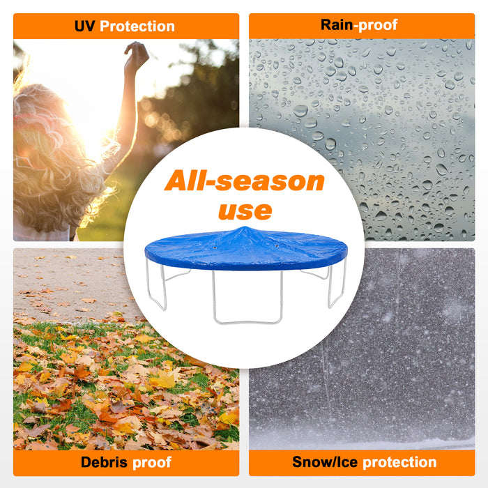 ExacMe Premium Trampoline Weather Cover with Center Support, Rain Cover with Drain Holes, Waterproof Winter Snow Protection Covers, 10 12 14 15 16 Foot