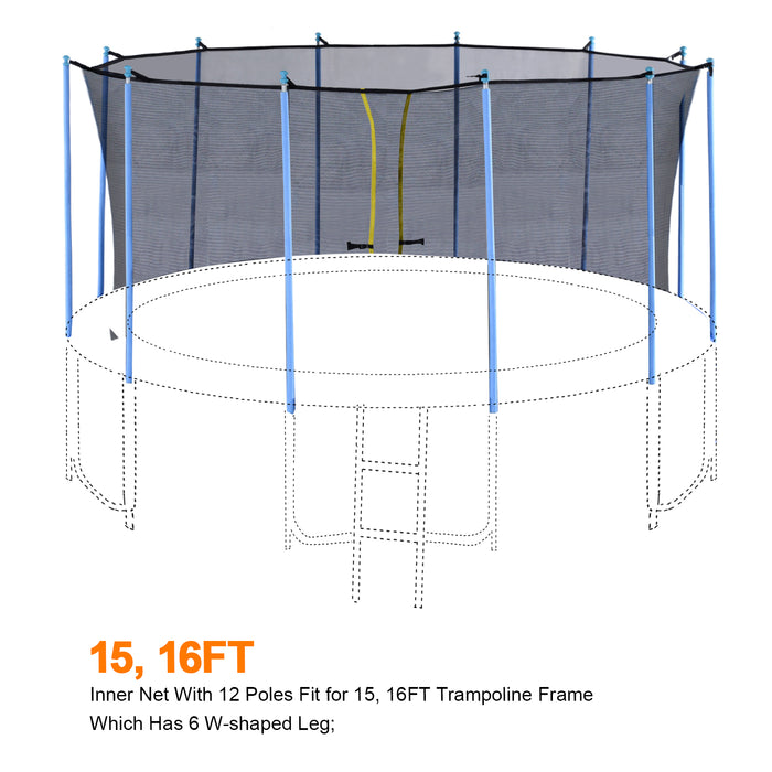 ExacMe Inner Enclosure Net with Poles for 14 15 16ft C-Series Trampoline, 6181-C-3