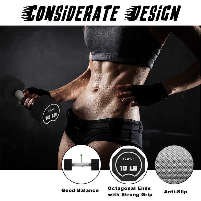 EXACME Dumbbells Sets, Original Weights Dumbbells Sets with Anti-Slip Handle, Cast Iron Rubber Coated(10 lbs Pair) 6400-DP25