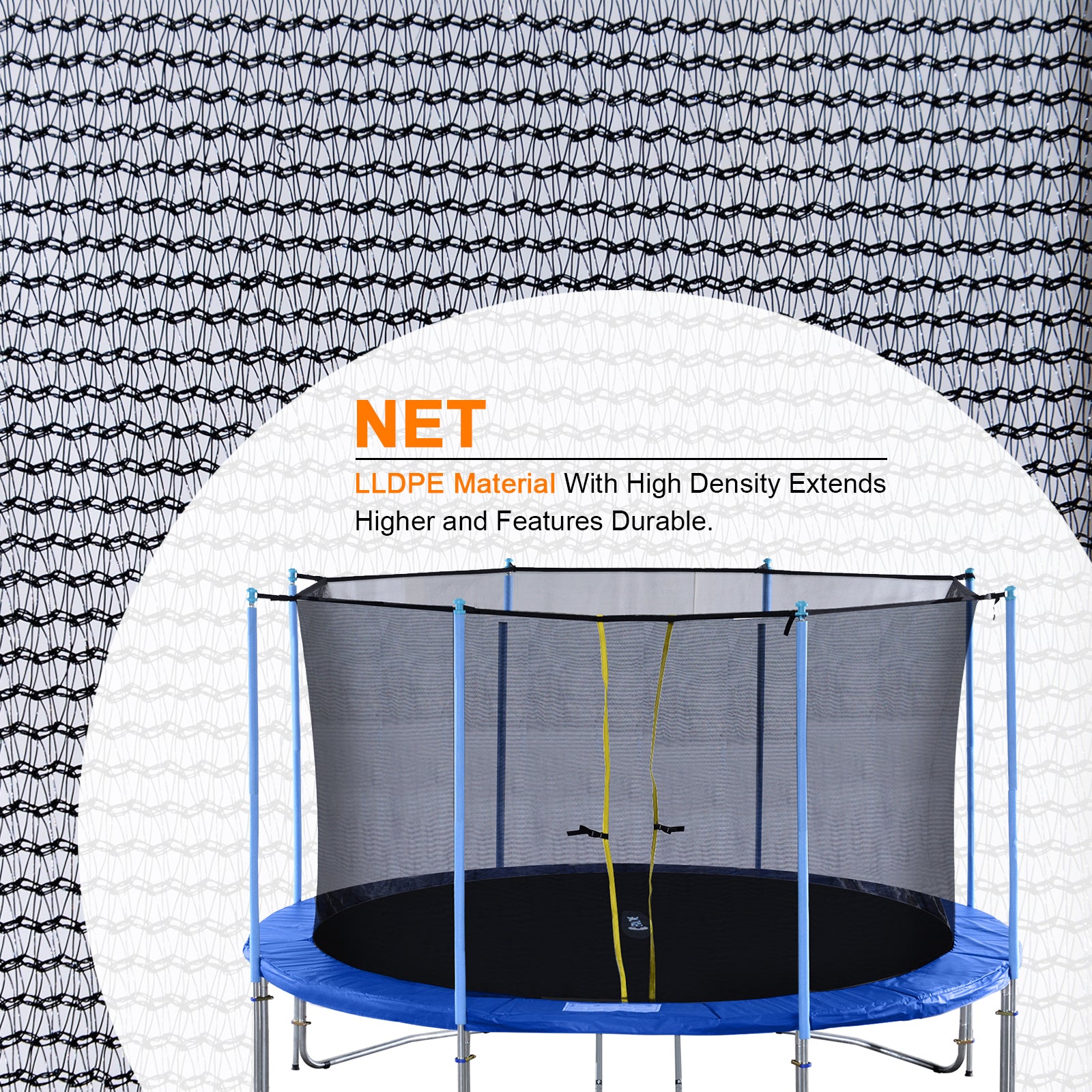 ExacMe Inner Enclosure Net with Poles for 14 15 16ft C-Series Trampoli