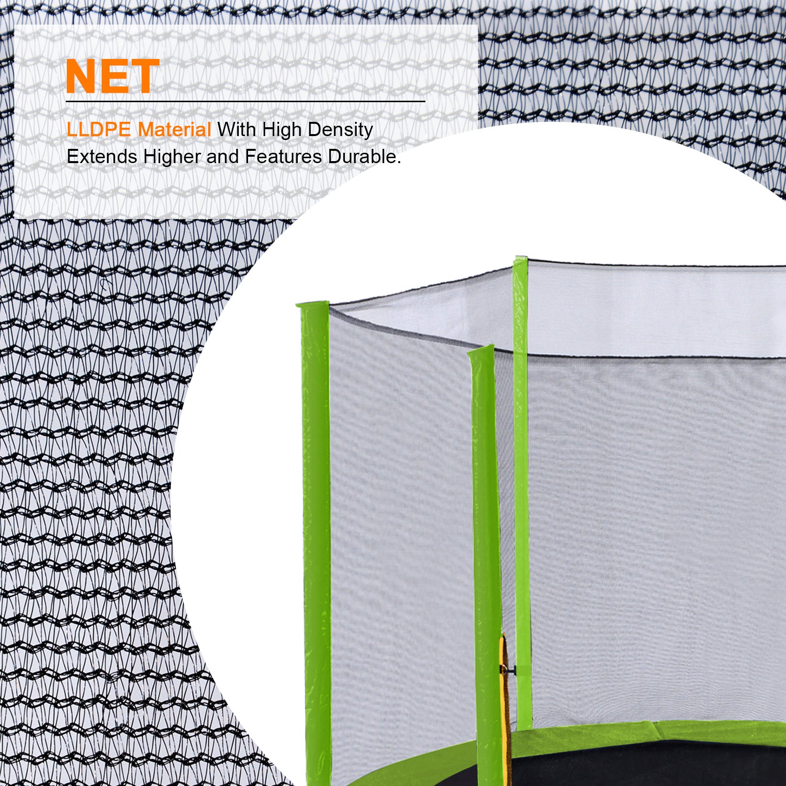 ExacMe 12 Foot Trampoline Net Replacement Outer Netting, 6 Light Green