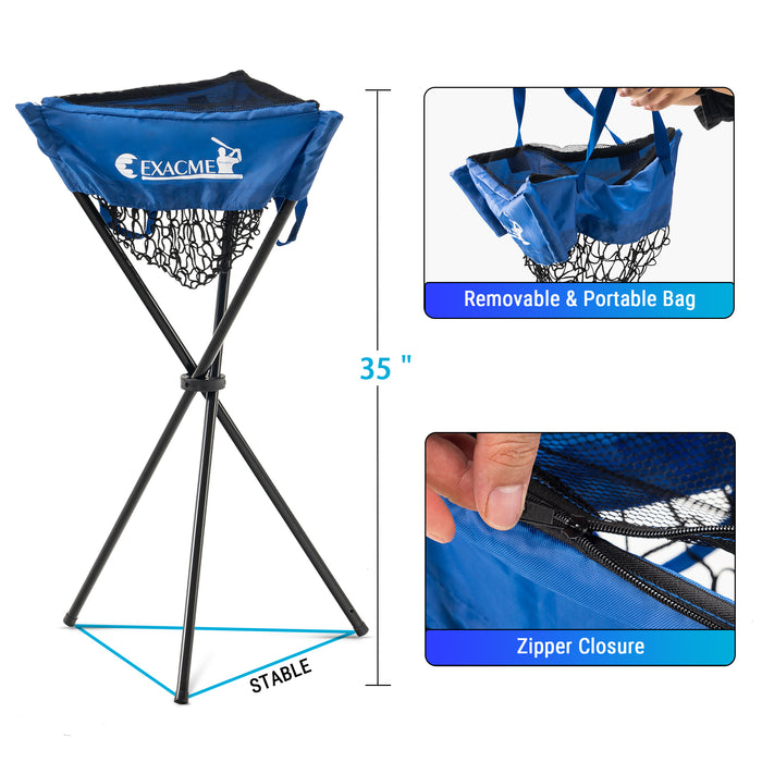 ExacMe 7'×7' 6pc Baseball Softball Hitting Pitching Net with Strike Zone, Tee, Caddy and Carry Bag, Baseball Batting Backstop Practice Net, BS084