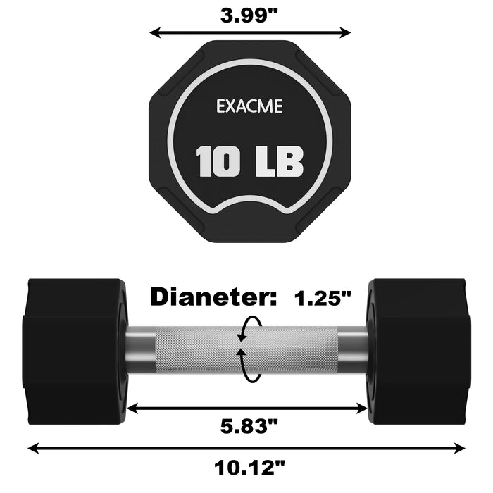 EXACME Dumbbells Sets, Original Weights Dumbbells Sets with Anti-Slip Handle, Cast Iron Rubber Coated(10 lbs Pair) 6400-DP25