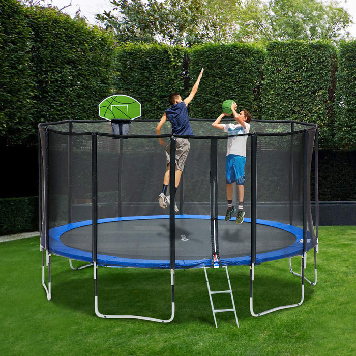 dele Tage en risiko tidsskrift ExacMe 15 Foot Luxury Trampoline with Basketball and Premium Enclosure