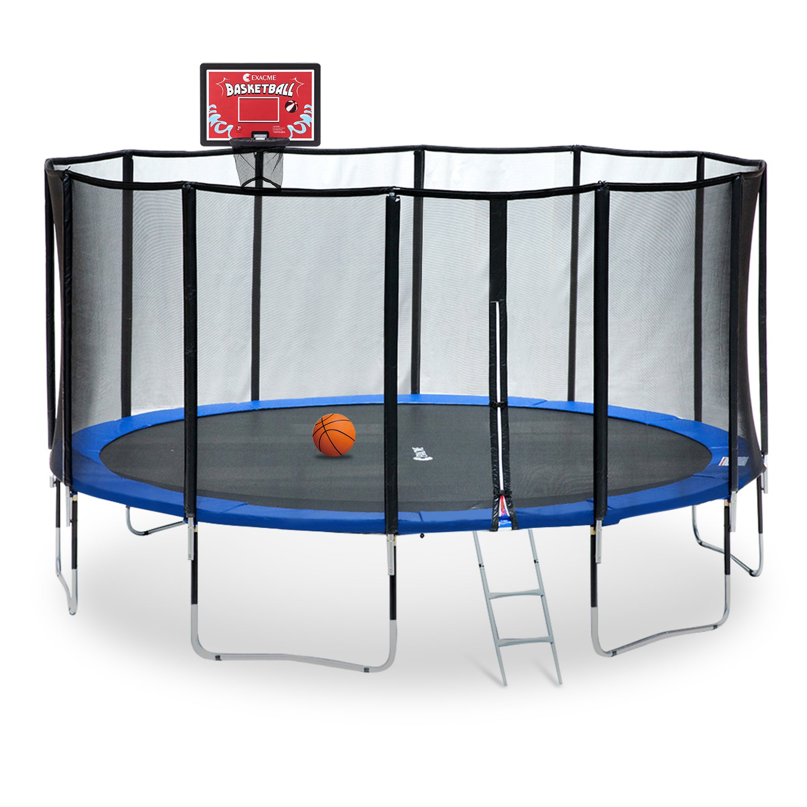 ExacMe 15 Foot Luxury Trampoline with Rectangular Basketball Hoop and